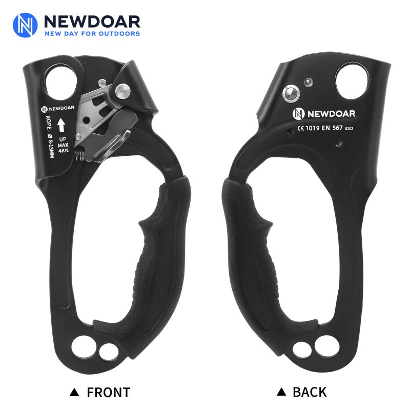 NewDoar Right Hand Ascender Rock Climbing Tree Arborist Rappelling Gear Equipment CE Certified Rope Clamp for 8~13MM Rope(Right Hand Pro Black) - Image 4